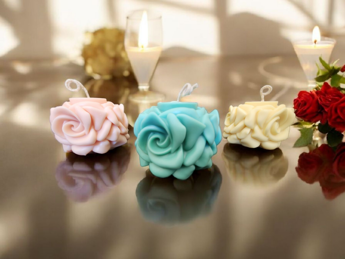 Rose Ring Pillar Set of Three